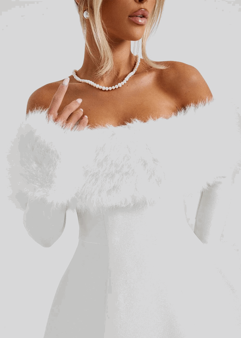 Sandra Fur Mini Dress - Black