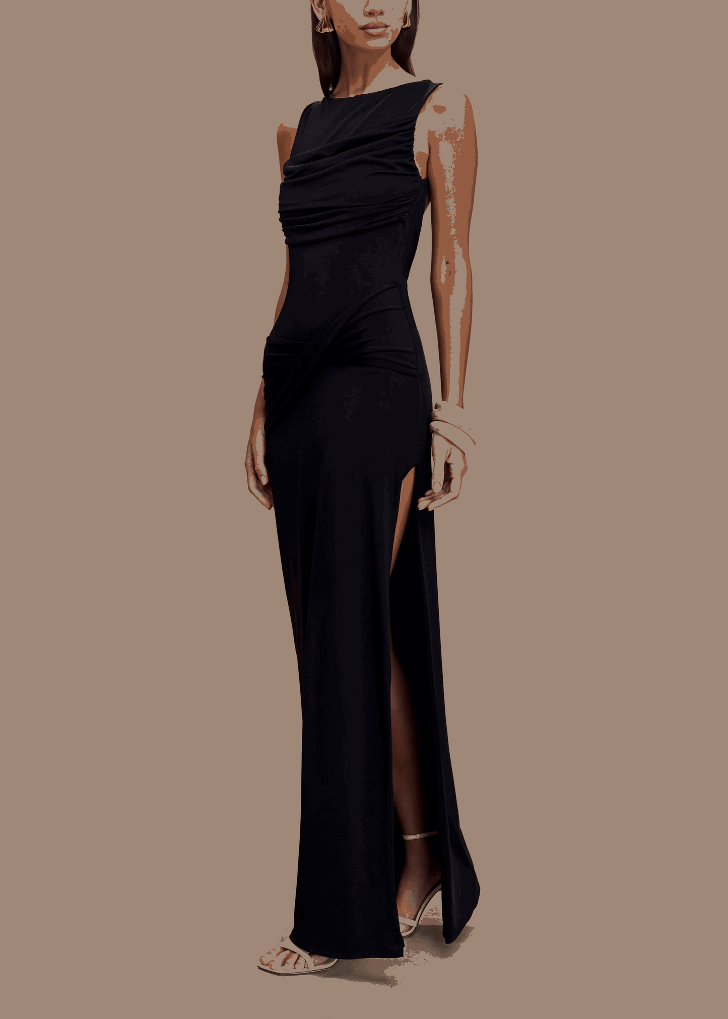 Vendela Backless Maxi Dress - Black