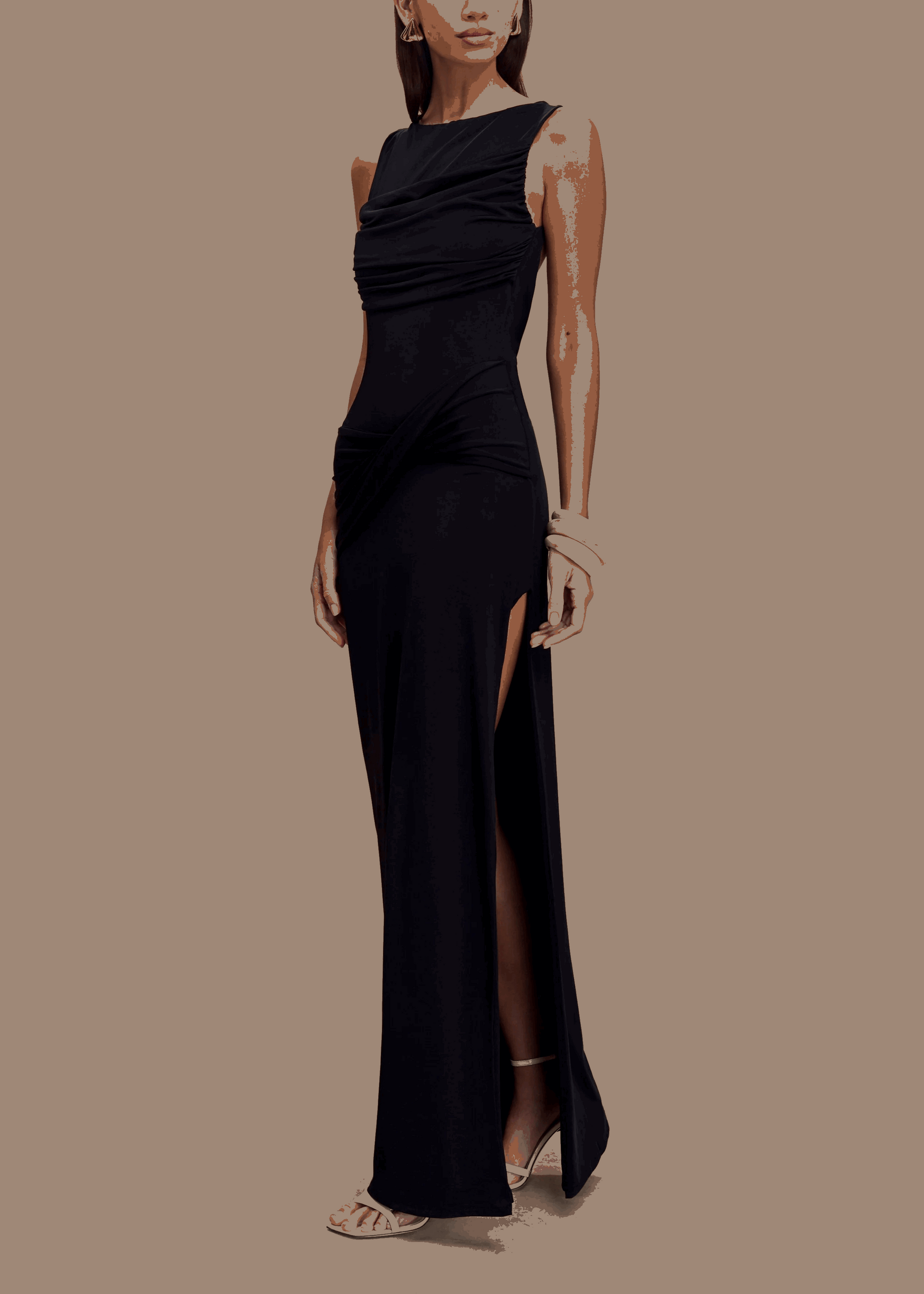 Vendela Backless Maxi Dress - Black