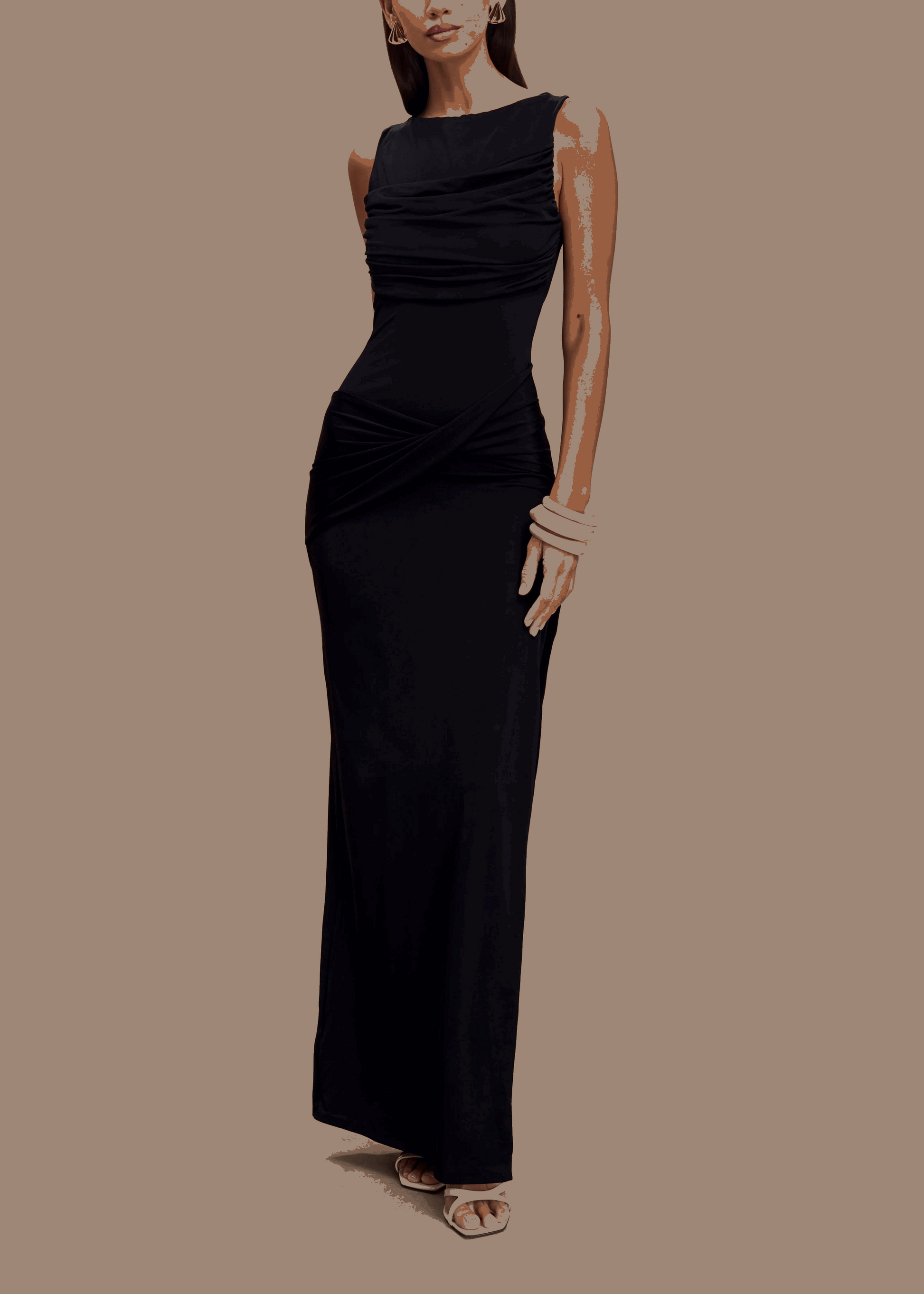 Vendela Backless Maxi Dress - Black